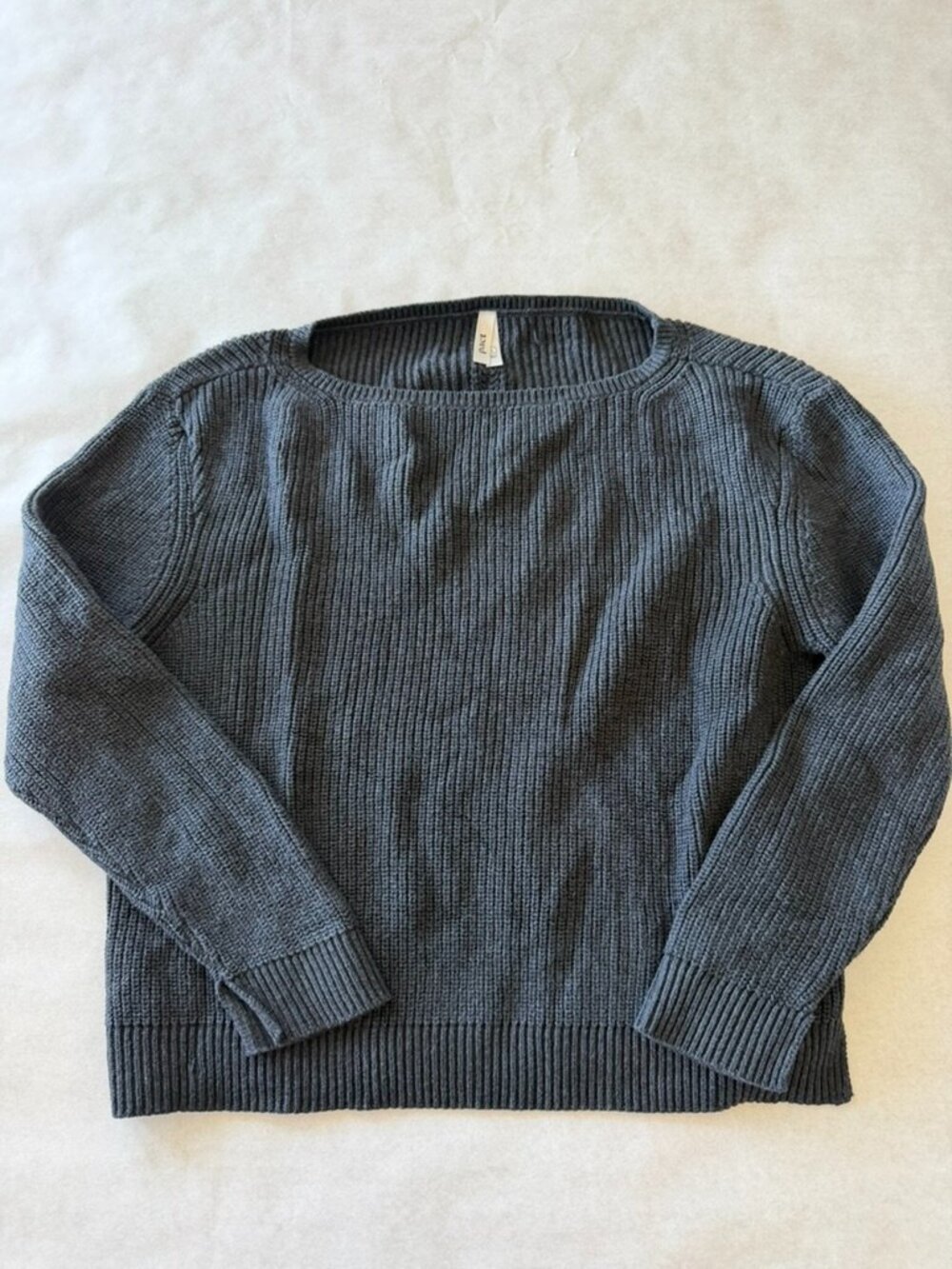 Pact Organic Luxe Knit Boatneck Sweater Dark Gray Sz L